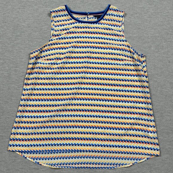 Tommy Hilfiger Womens Multicolor Geometric Tank Top Keyhole Back Stripes Size XL - Picture 6 of 13